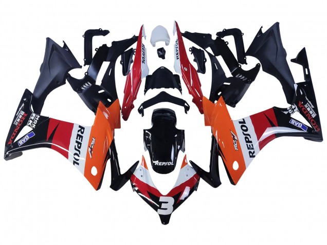 Carénages Moto Honda CBR500R 2013-2015 - Orange Blanc Rouge Noir Brillant Repsol 3
