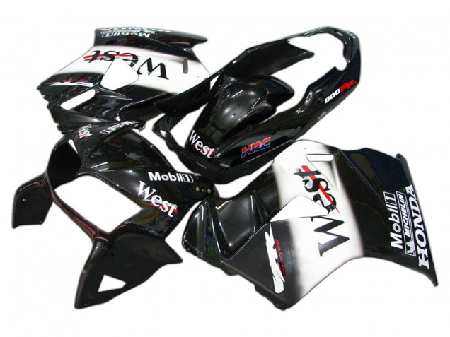 Carénages Moto Honda VFR 800 1998-2001 - Noir Brillant Blanc West HRC