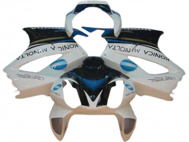 Carénages Moto Honda VFR 800 2002-2013 - Blanc Bleu Noir Konica Minolta