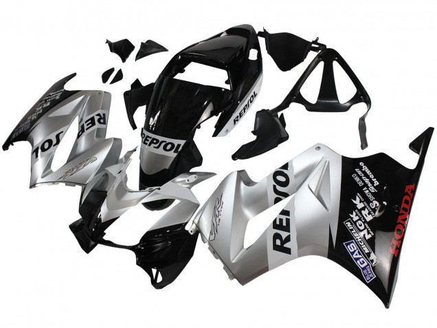 Carénages Moto Honda VFR 800 2002-2013 - Argent Noir Brillant Repsol