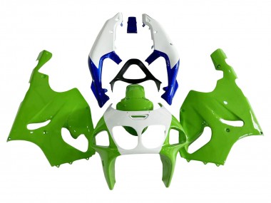 Carénages Moto Kawasaki ZX7R 1996-2003 - Blanc Vert Bleu