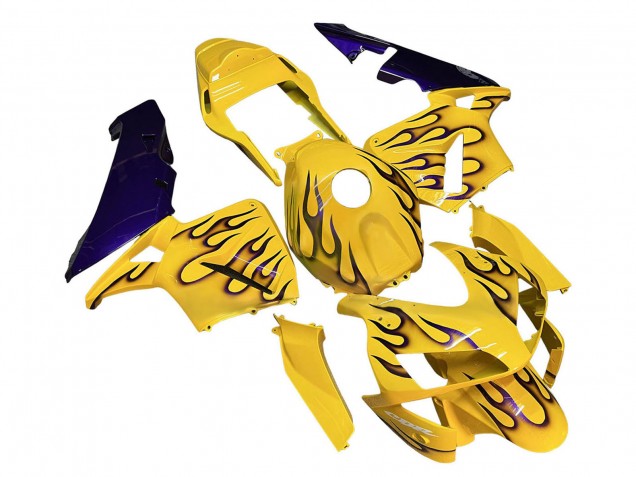 Carénages Moto Honda CBR600RR 2003-2004 - Jaune Noir Flamme