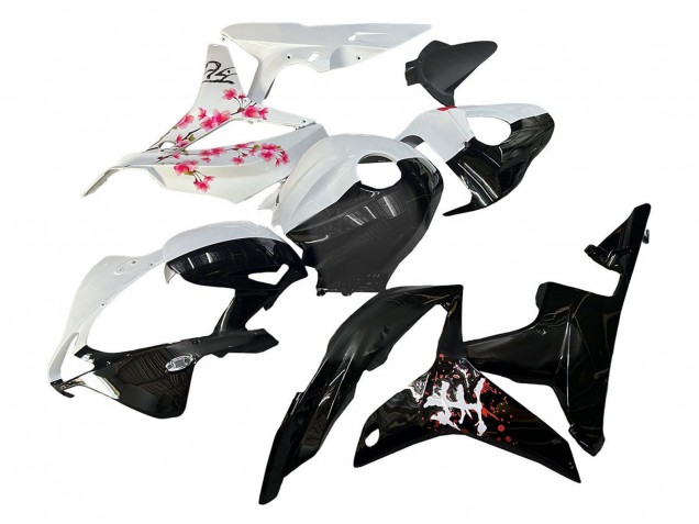 Carénages Moto Honda CBR600RR 2007-2008 - Blanc Fleur de cerisier Noir Brillant Diviser