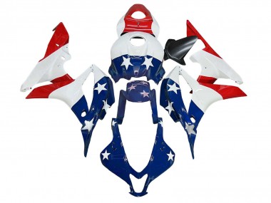 Carénages Moto Honda CBR600RR 2007-2008 - Blanc Bleu Rouge Étoile