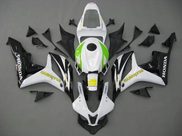 Carénages Moto Honda CBR600RR 2007-2008 - Blanc Vert Jaune Noir Brillant Hannspree