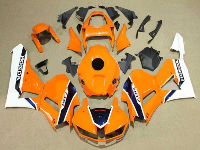 Carénages Moto Honda CBR600RR 2013-2023 - Blanc Orange Bleu Foncé