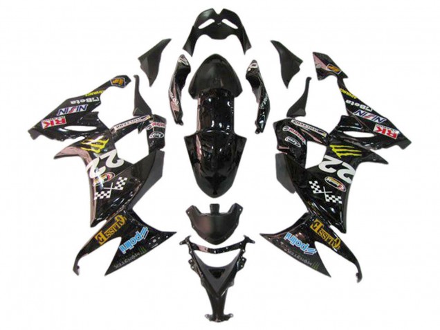Carénages Moto Kawasaki ZX10R 2006-2007 - Noir Brillant Rouge Bleu Jaune Monstre