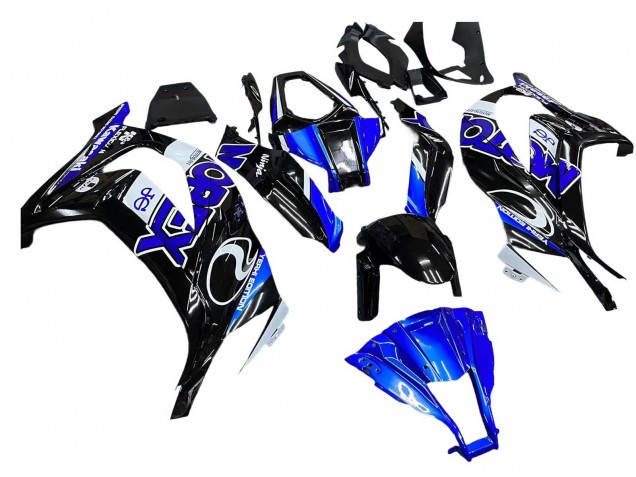 Carénages Moto Kawasaki ZX10R 2011-2015 - Bleu Blanc Noir Brillant