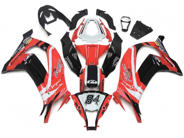 Carénages Moto Kawasaki ZX10R 2011-2015 - Blanc Rouge Noir Brillant Pedercini 84