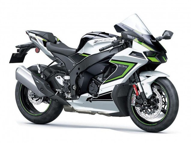 Carénages Moto Kawasaki ZX10R 2021-2025 - Argent Gris Vert Noir