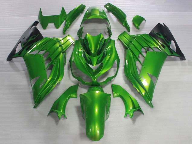 Kits Carénage Moto ABS Kawasaki ZX14R ZZR1400 2006-2011 - Vert Noir Brillant