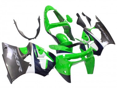 Carénages Moto Kawasaki ZX6R 1998-1999 - Vert Blanc Bleu Foncé Argent
