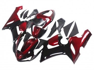 Carénage Moto Kawasaki ZX6R 2005-2006 - Rouge Noir Brillant