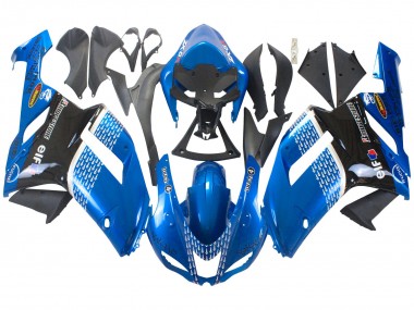 Carénages Moto Kawasaki ZX6R 2007-2008 - Noir Bleu Elf