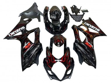 Carénages Moto Suzuki GSXR 1000 2007-2008 - Noir Rouge Flamme