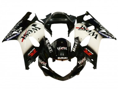 Carénages Moto Suzuki GSXR 600 / GSXR 750 2001-2003 - Noir Brillant Blanc West Rouge