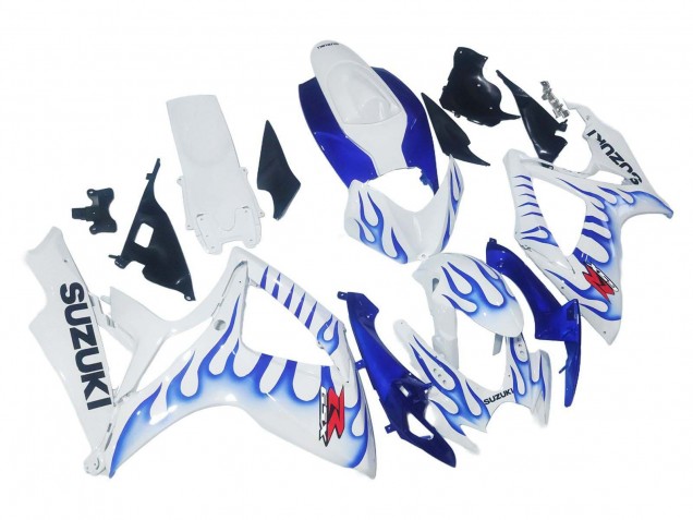 Carénages Moto Suzuki GSXR 600 / GSXR 750 2006-2007 - Blanc Bleu Flamme