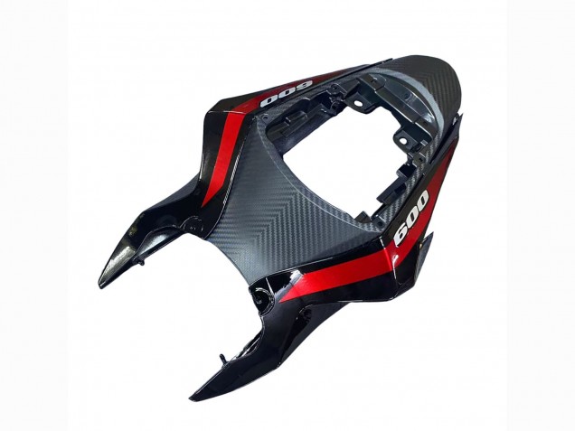 Carénages Moto Suzuki GSXR 600 / GSXR 750 2011-2024 - Noir Brillant Fibre de Carbone Forgée Argent Rouge