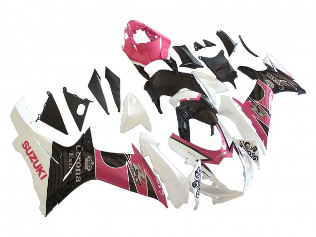 Carénages Moto Suzuki GSXR 600 / GSXR 750 2011-2024 - Blanc Rose Noir Corona