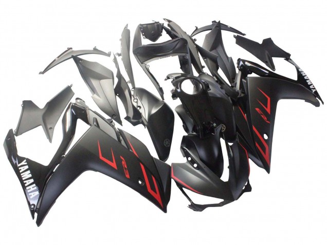Carénages Moto Yamaha YZF R3/R25 2015-2018 - Noir Brillant Noir Mat Rouge