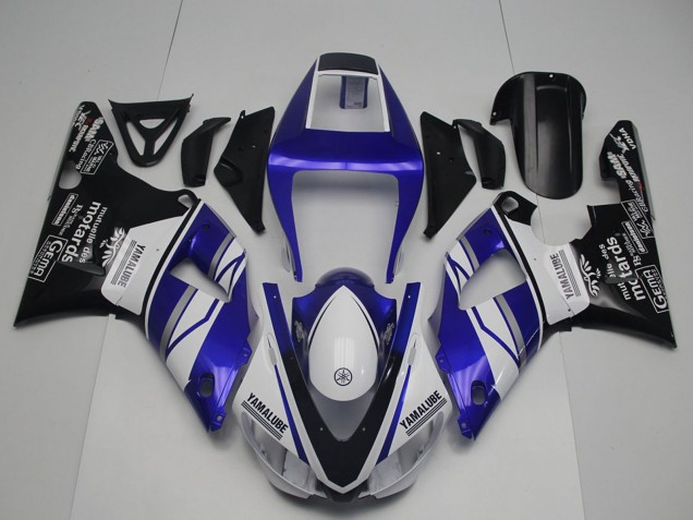 Carénages Moto Yamaha YZF R1 1998-1999 - Bleu Blanc Noir Brillant Yamalube Motards
