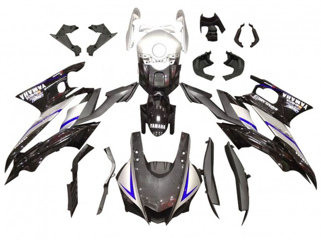 Kits Carénage Moto Yamaha YZF R3/R25 2022-2024 - Argent Bleu Noir Fibre de Carbone Style