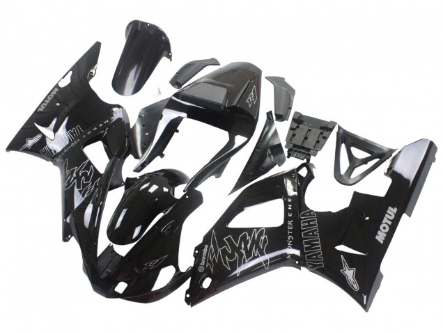 Carénages Moto Yamaha YZF 1000 R1 2000-2001 - Noir Brillant Blanc Monstre Motul