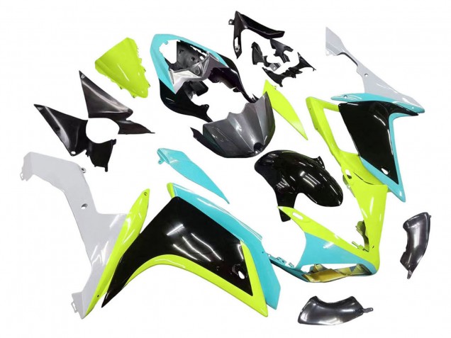 Carénages Moto Yamaha YZF 1000 R1 2007-2008 - Bleu Clair Vert Citron Noir