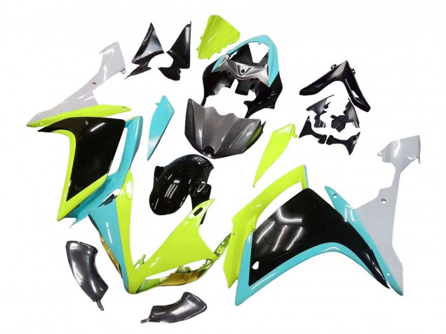 Carénages Moto Yamaha YZF 1000 R1 2007-2008 - Bleu Clair Vert Citron Noir