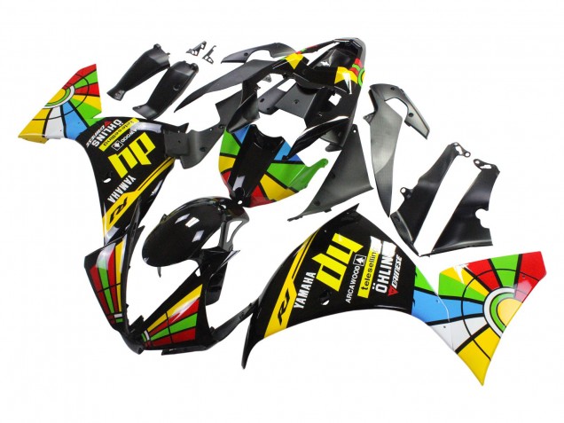 Carénages Moto Yamaha YZF 1000 R1 2012-2014 - Noir Brillant Jaune Vert Bleu Rouge Roue Chromatique