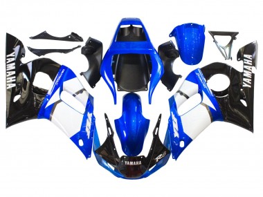 Carénages Moto Yamaha YZF 600 R6 1998-2002 - Blanc Bleu Noir Brillant