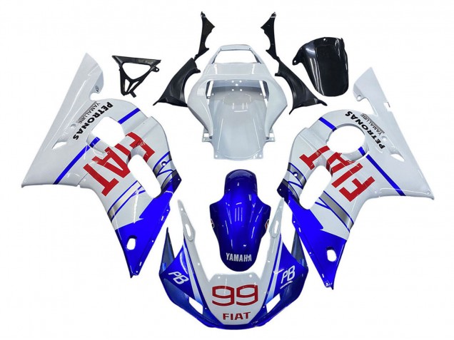Carénages Moto Yamaha YZF 600 R6 1998-2002 - Blanc Bleu Rouge Fiat 99