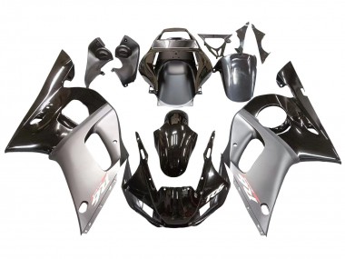 Carénages Moto Yamaha YZF 600 R6 1998-2002 - Argent Noir Brillant