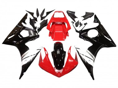 Carénages Moto Yamaha YZF R6 2003-2004 - Rouge Blanc Noir Brillant
