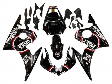 Carénages Moto Yamaha YZF R6S 2006-2009 - Noir Brillant Rouge Blanc Lucky Strike Motul