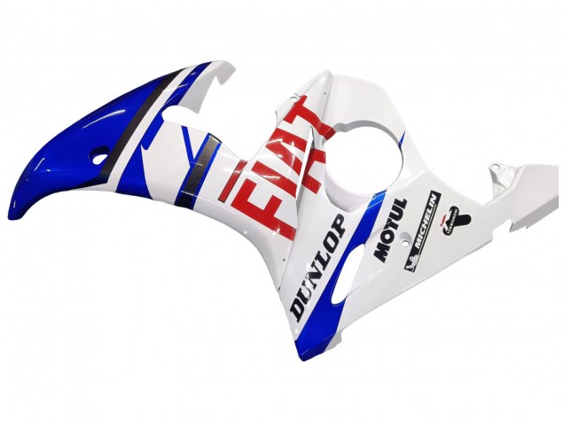 Carénages Moto Yamaha YZF 600 R6 2005 - Blanc Bleu Dunlop Fiat Motul