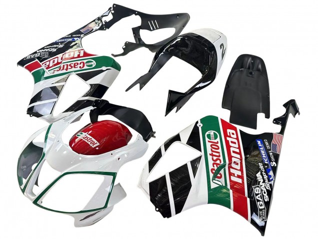 Carénages Moto Honda VTR1000 2000-2006 - Blanc Rouge Vert Noir Brillant Castrol