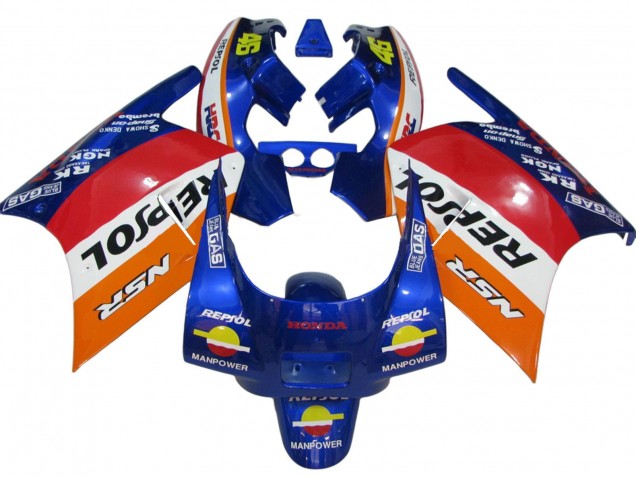 Carénages Moto Honda NSR250R 1988-1989 - Orange Blanc Rouge Bleu Repsol