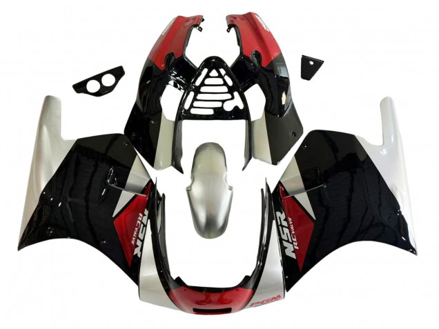 Carénages Moto Honda NSR250R 1988-1989 - Argent Rouge Noir Brillant
