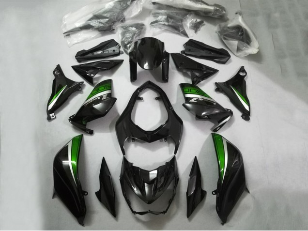 Carénages Moto Kawasaki Z800 2013-2018 - Noir Brillant Vert Argent
