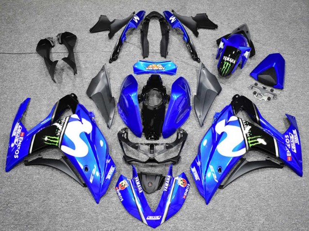 Carénages Moto Yamaha YZF R3 2015-2018 - Bleu Noir Vert Monstre