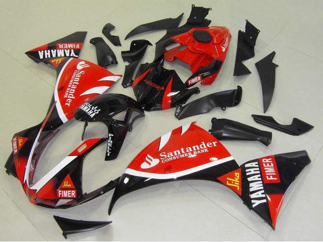 Carénages Moto Yamaha YZF R1 2009-2011 - Rouge Noir Blanc Santander Fimer