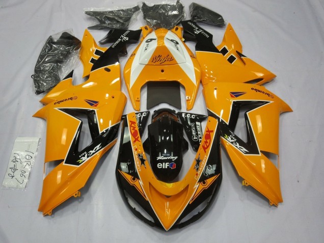 Carénages Moto Kawasaki ZX10R 2006-2007 - Orange Blanc Noir Courses Elf