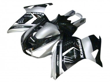 Carénages Moto Kawasaki ZX14R ZZR1400 2006-2011 - Argent Noir Monstre