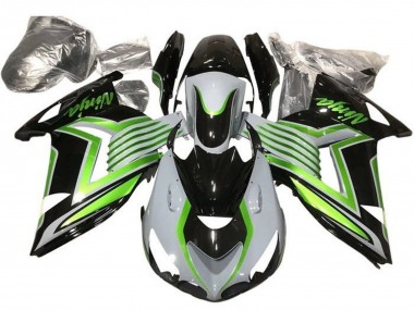 Carénages Moto Kawasaki ZX14R ZZR1400 2012-2024 - Blanc Vert Noir Brillant