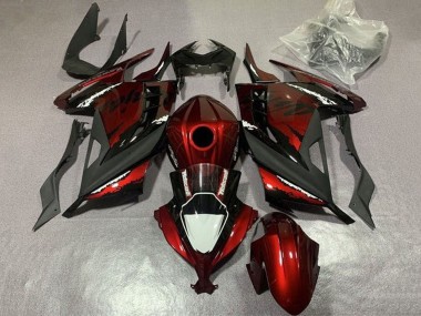 Carénages Moto Kawasaki EX300 2013-2024 - Rouge Noir Blanc