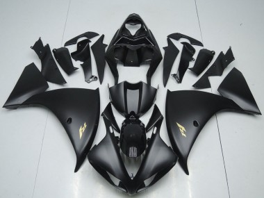 Carénages Moto Yamaha YZF R1 2012-2014 - Noir Brillant Noir Mat Or Décalque