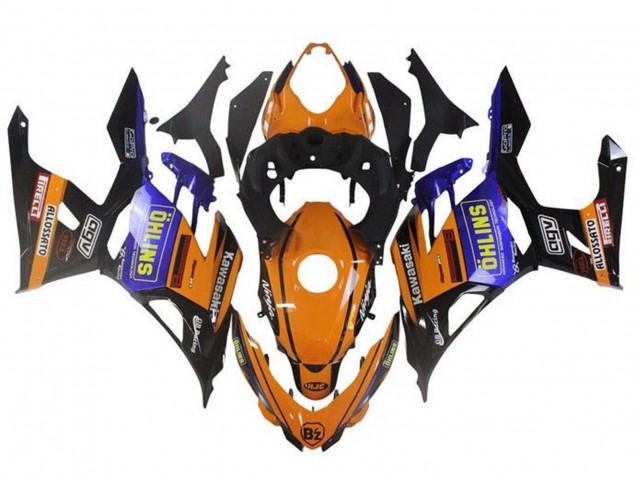 Carénages Moto Kawasaki Ninja 400 2018-2024 - Orange Noir Bleu Jaune OHLINS