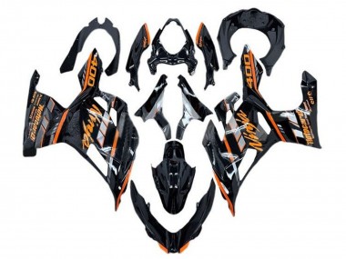 Carénages Moto Kawasaki Ninja 400 2018-2024 - Noir Brillant Orange Gris