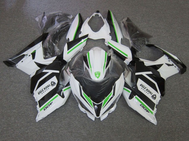Carénages Moto Kawasaki Ninja 400 2018-2024 - Blanc Vert Noir Trick Star